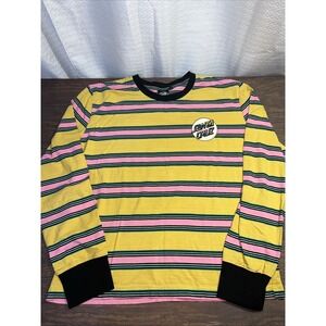 Santa Cruz Skateboards Size Medium Long Sleeve Striped Shirt Graphic
